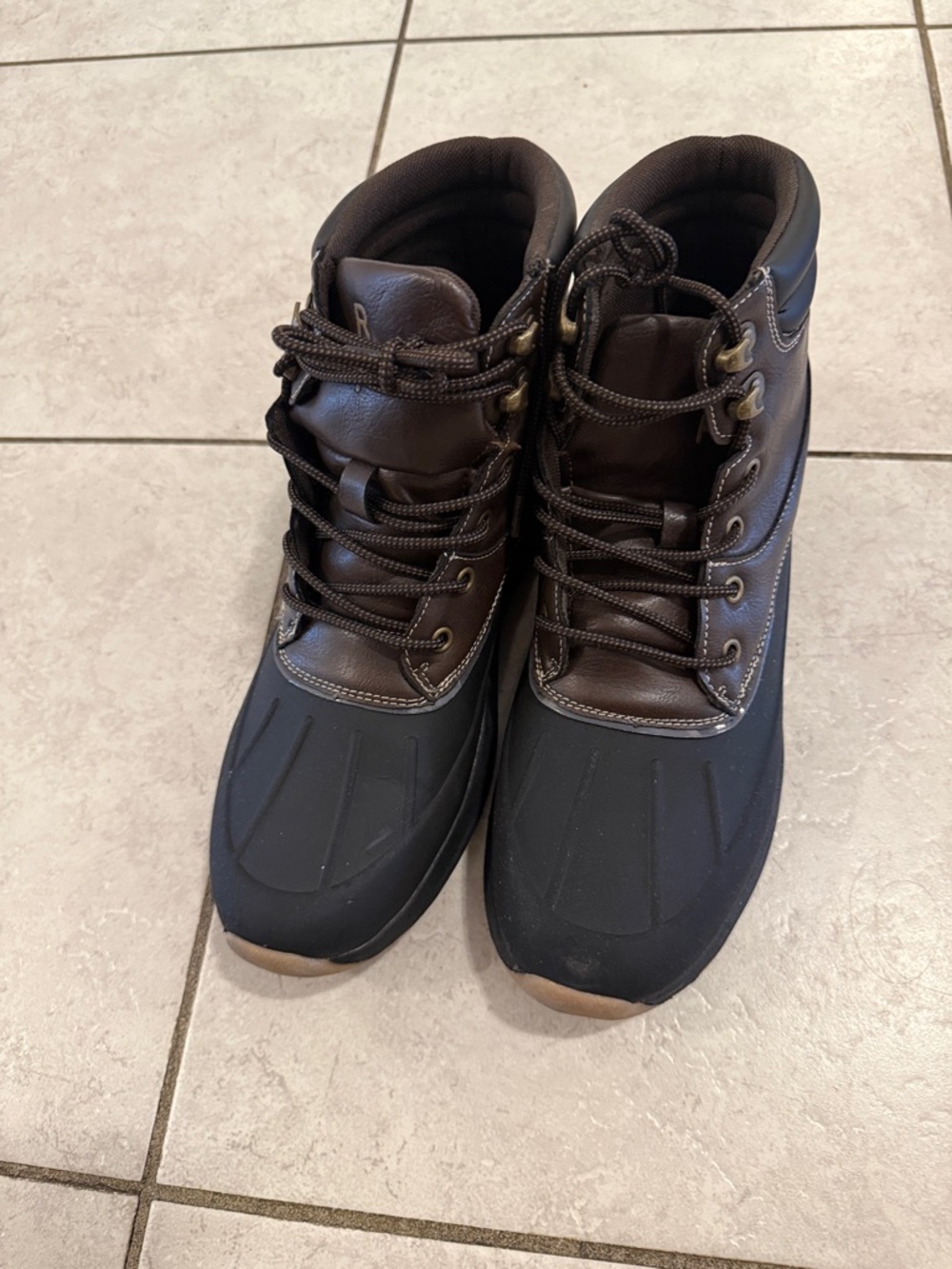 Reserved Men's Black and Brown Waterproof Lace-Up Boots